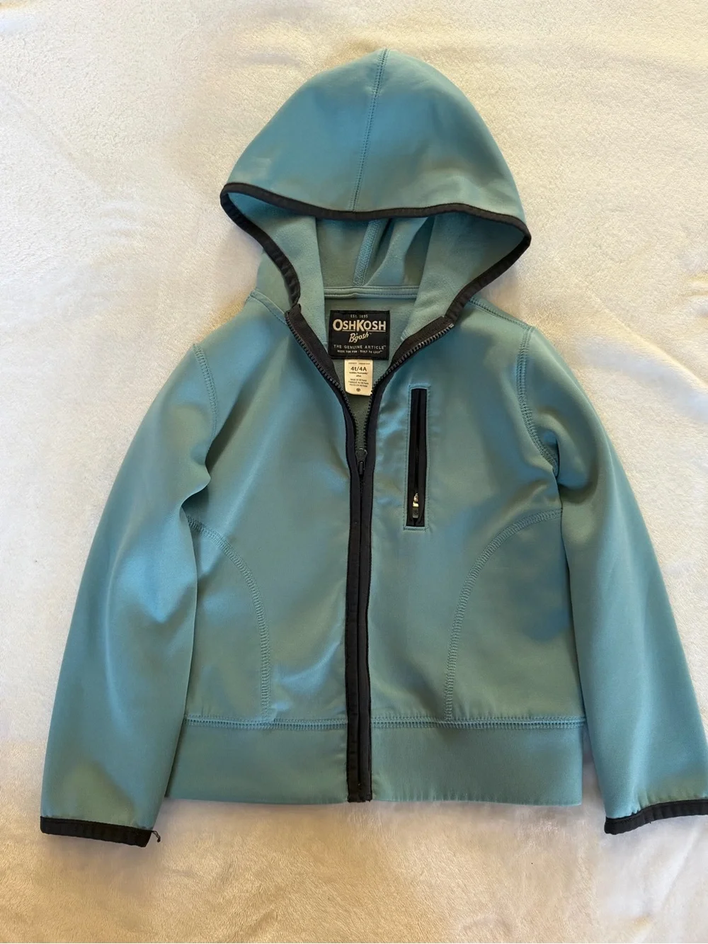 OshKosh B'gosh Teal Hooded Puffer Jacket with Contrast Trim